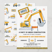 Invitation Excavateur de zone de travail en construction Anni (Devant / Derrière)