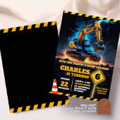 Invitation Excavateur en construction Anniversaire Garçon
