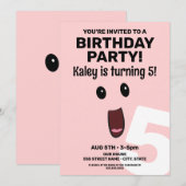 Invitation Excitée Visage Anniversaire (Devant / Derrière)