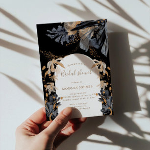 Invitation exclusif Gold Black Floral Fête des mar