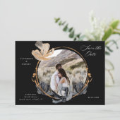 Invitation Exclusive Black Gold Floral Enregistrer La Date (Debout devant)