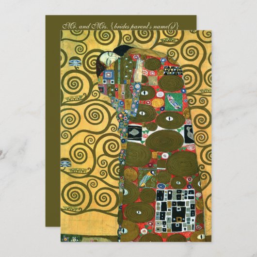 Invitation Exécution (L'Embrace) par Gustav Klimt Mariage (Devant / Derrière)