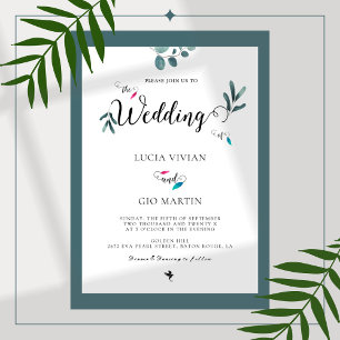 Invitation Exemple calligraphie Eucalyptus Feuille mariage
