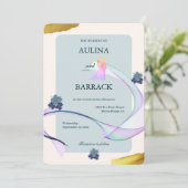 Invitation Exemple classique violet violet vert mariage (Debout devant)