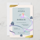 Invitation Exemple classique violet violet vert mariage (Devant)