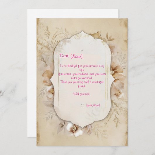 Invitation exemple de message de gratitude (Devant / Derrière)