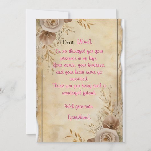 Invitation exemple de message de gratitude (Devant)