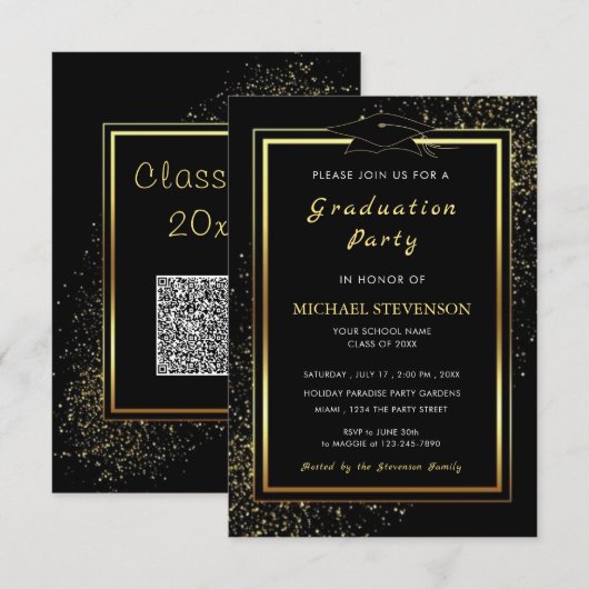 Invitation Exemple d'invitation de remise de diplômes avec co (Devant / Derrière)