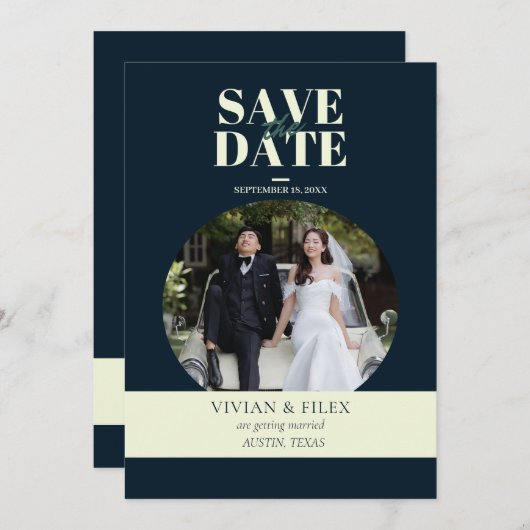 Invitation Exemple Photo Marine Enregistrer La Date (Devant / Derrière)