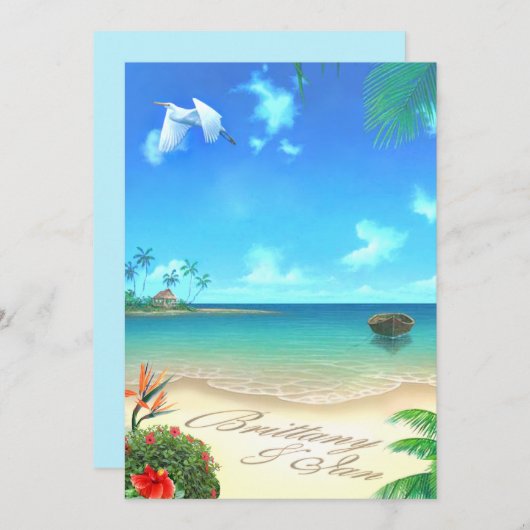 Invitation Exotic Beach (demandez-moi de mettre vos noms dans (Devant / Derrière)