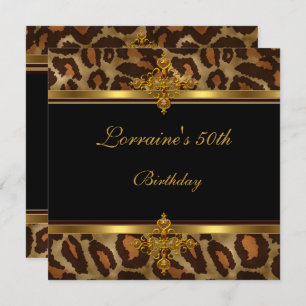 Invitation Exotic Black Gold 50e fête d'anniversaire
