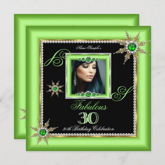 Invitation Exotic Fabulous 30 Lime Silver Snowflake Photo (Devant / Derrière)