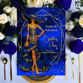 Invitation Exotic Fabulous Blue Gold Anniversaire fête stupéf