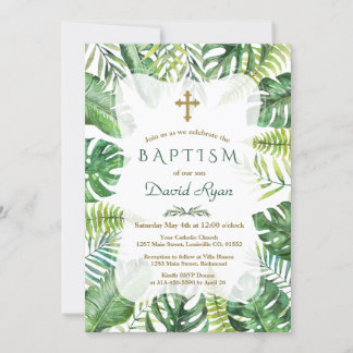 Invitation Exotic Hawaiian Tropical Greenerm Cadre Baptême