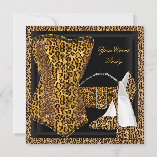 Invitation Exotic Leopard Black Gold High Heel Chaussures Par (Devant)