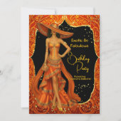 Invitation Exotic Orange Fabrique Merveilleux Anniversaire Or (Devant)