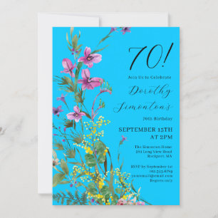 Invitation Exotic Pink Yellow Fleur sauvage 70e anniversaire