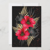Invitation Exotic Red Black Gold Palms Floral Anniversaire (Dos)
