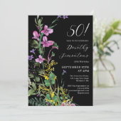 Invitation Exotic rose jaune Fleur sauvage 50e anniversaire (Debout devant)