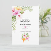 Invitation Exotic Tropical Floral Beach Bachelorette Party (Debout devant)