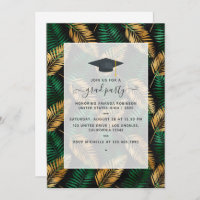Exotic Tropical Green and Gold Graduation Party