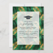 Invitation Exotic Tropical Green and Gold Graduation Party (Devant)