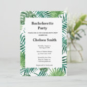 Invitation Exotic Tropical Palm Feuille Bachelorette Party (Debout devant)