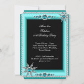 Invitation Exotic Turquoise Blue Aqua Snowflake Photo Anniver (Dos)