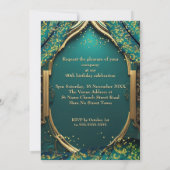 Invitation Exotic Turquoise Robe Bleue Or Plume Anniversaire  (Dos)