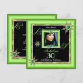 Invitation Exotique Fabuleux 30 Lime Argent Flocon de Neige P (Devant / Derrière)