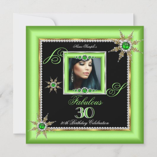 Invitation Exotique Fabuleux 30 Lime Argent Flocon de Neige P (Devant)