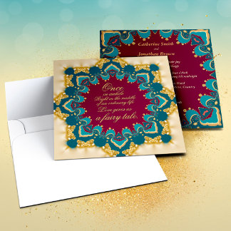 Invitation Exotique Romantique Mandala de Teal de Bourgogne e