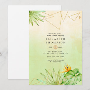Invitation Exotique Tropical Géométrique Lavis Mariage