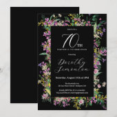 Invitation Exotique violet rose Fleur sauvage 70e anniversair (Devant / Derrière)
