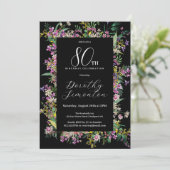 Invitation Exotique violet rose Fleur sauvage 80e anniversair (Debout devant)