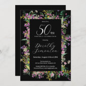 Invitation Exotique violet rose jaune Fleur sauvage 50e anniv (Devant / Derrière)