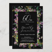 Invitation Exotique violet rose jaune Fleur sauvage 60e anniv (Devant / Derrière)
