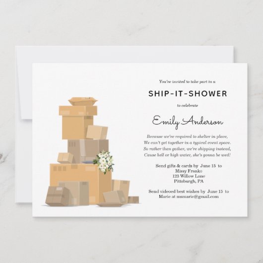 Invitation Expédiez l'invitation de la douche nuptiale (Devant)