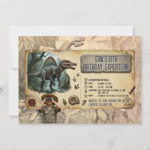 Invitation Expédition Anniversaire Dinosaure Spinosaurus Aven