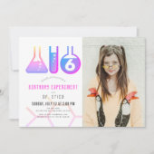 Invitation Expérience scientifique Neon rose fille photo Anni (Devant)