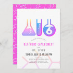 Invitation Expérience scientifique White & Neon Rose Girl Ann<br><div class="desc">L'invitation pour la fête d'anniversaire de cette fille cool "expérience d'anniversaire" de science comporte un arrière - plan blanc avec des flacons, et un tube d'essai. L'envers est doté d'un arrière - plan rose néon avec des motifs moléculaires. Personnalisez-vous pour répondre à vos besoins. Vous pouvez trouver des produits correspondants...</div>