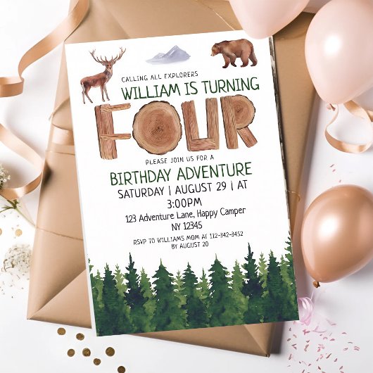 Invitation Explorateur des Bois 4e Anniversaire