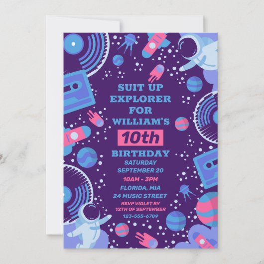 Invitation Explorateur d'espace (Devant)