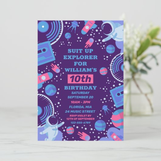 Invitation Explorateur d'espace (Debout devant)