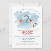 Invitation Explorez l'espace Deuxième anniversaire (Devant)