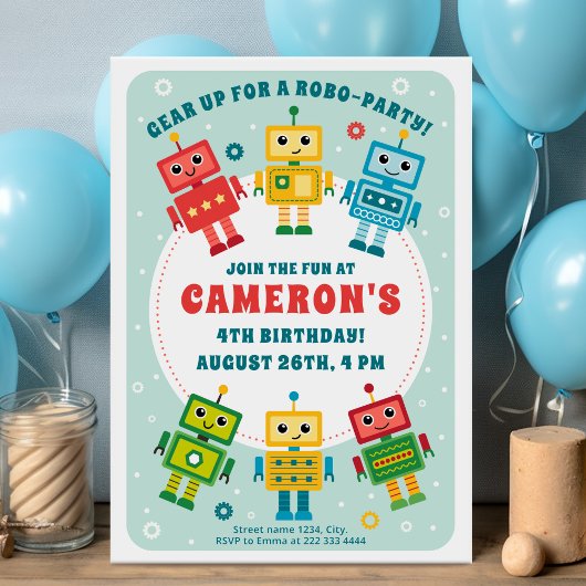 Invitation Explosion d'anniversaire d'un robot