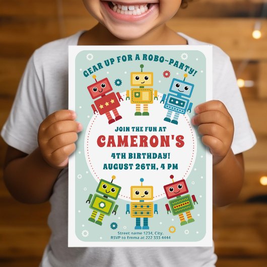 Invitation Explosion d'anniversaire d'un robot