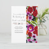 Invitation Explosion de couleur vive Fleurs aquarelles Weddin (Debout devant)