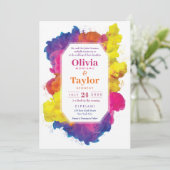 Invitation Explosion de couleurs de mariage arc-en-ciel (Debout devant)