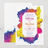 Invitation Explosion de couleurs de mariage arc-en-ciel (Devant / Derrière)